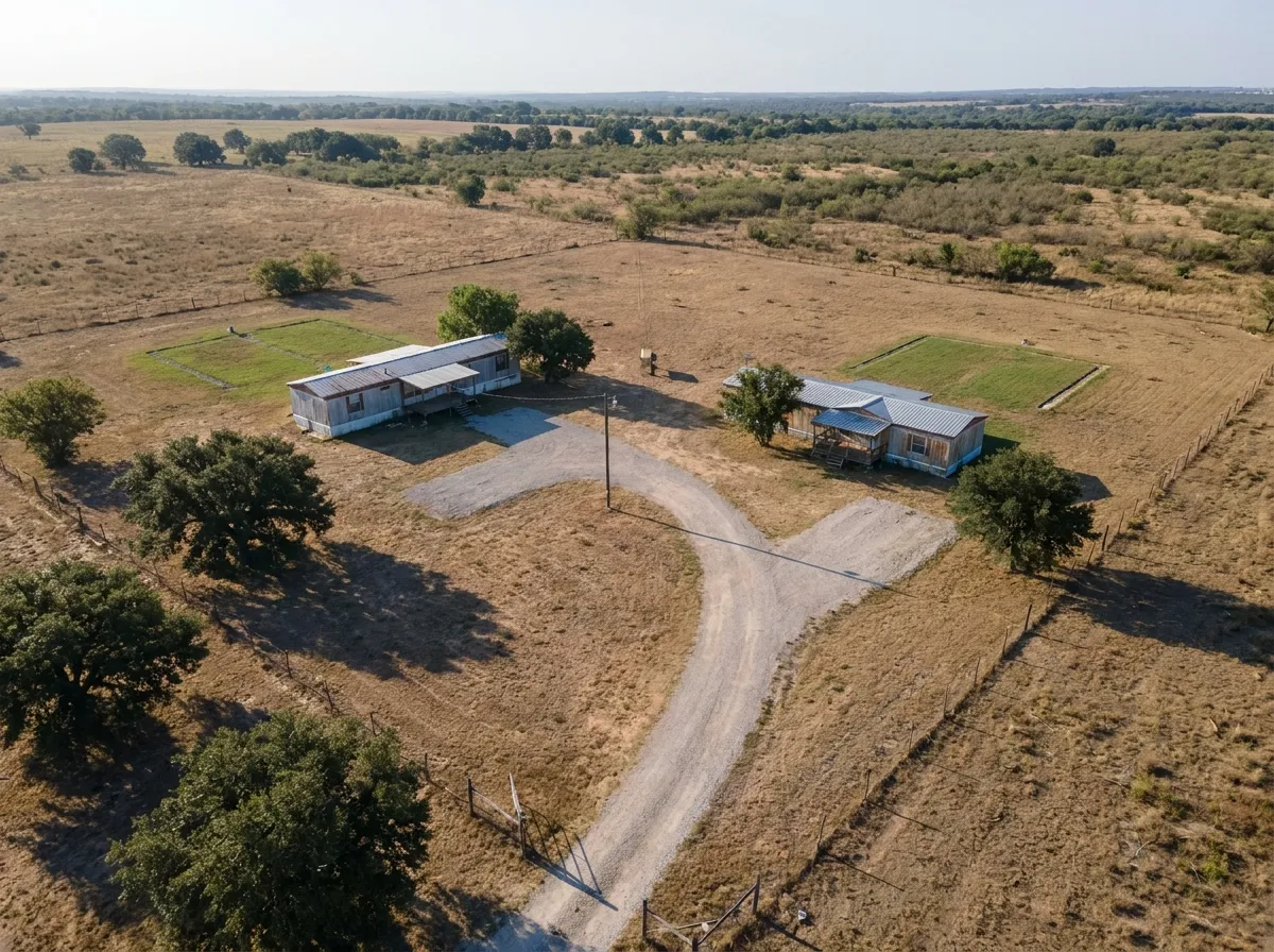 Two manufactured homes on a large rural Central Texas tract